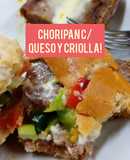 Choripan con queso cremoso y salsita criolla