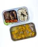 Cá phi lê chiên + canh bí đỏ thịt xay: Giảm cân - lunchbox - eat clean (373calo)