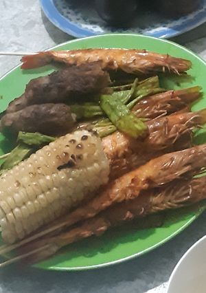 Hình của món Tôm nướng muối ớt.