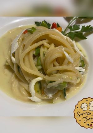 Foto di Spaghetti alla crema di aglietto fresco, asparagi e bufala