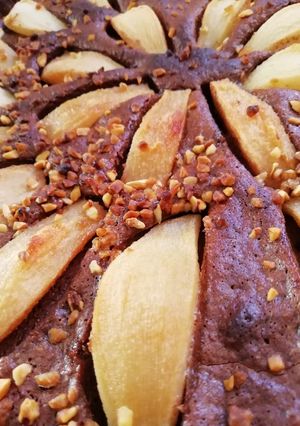 Une photo de Tarte poires 🍐 / chocolat 🍫 / piment d'Espelette 😜