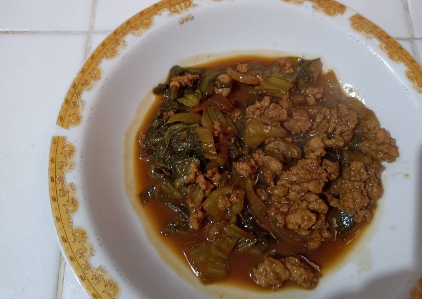 Tumis babi sawi asin (tdk halal)