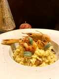 “Risottino agli scampi, lardo di colonnata e salvia fritta”