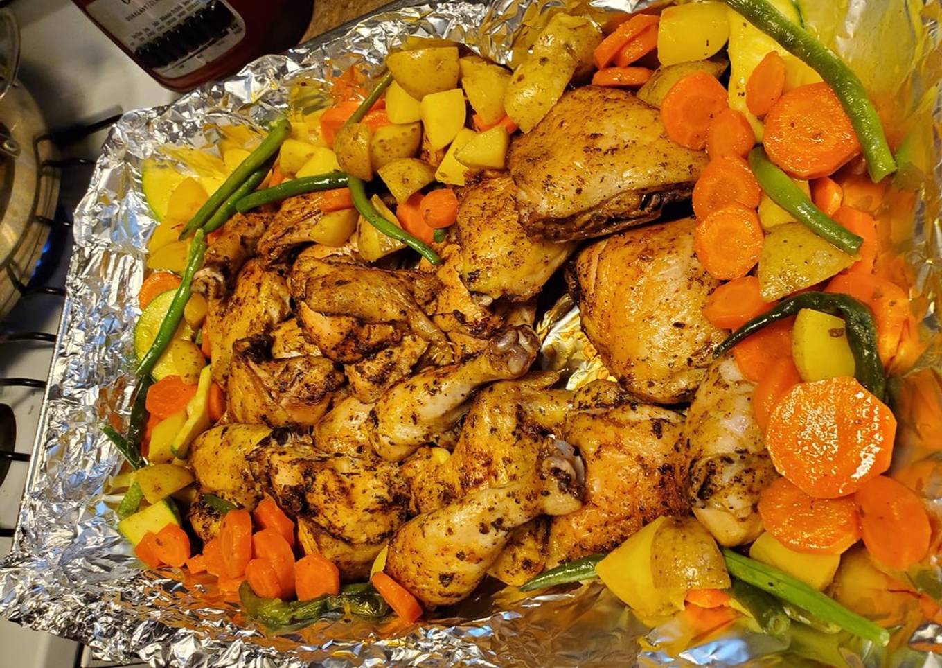 Pollo al horno con verduras