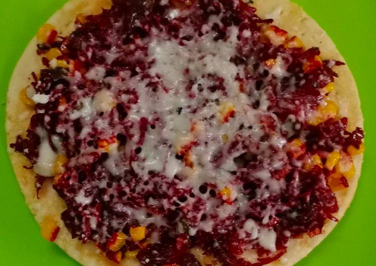 Beetroot corn cheese pizza