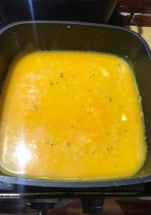 Una foto de Sopa crema de zanahoria y calabacín