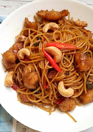 Foto resep Chicken Kungpau Spaghetti #selasabisa