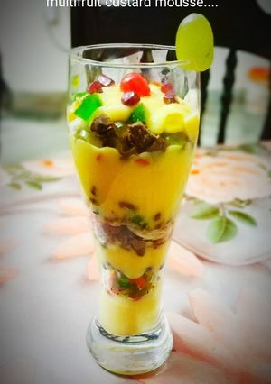A picture of Multifruit custard mousse.