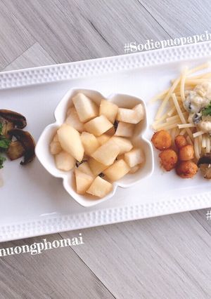 Hình của món Nấm mỡ nướng phô mai - mì ý sốt phô mai - bé ăn dặm.