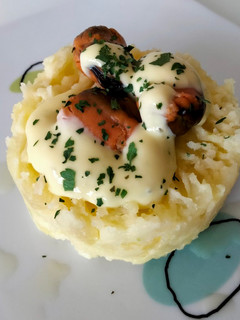 Una foto de Montadito de mejillones con mayonesa