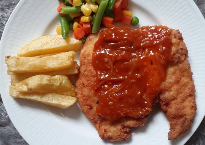 Steak Ayam with Sauce Barbeque