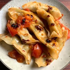 A picture of Stir-fried Gyoza & Tomato.