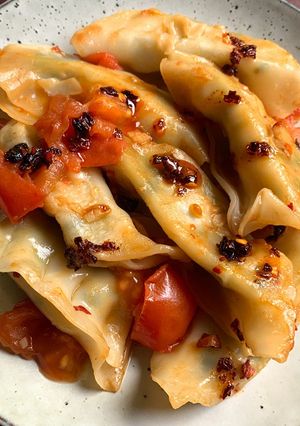 A picture of Stir-fried Gyoza & Tomato.