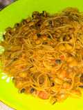 Beans and spaghetti jollof