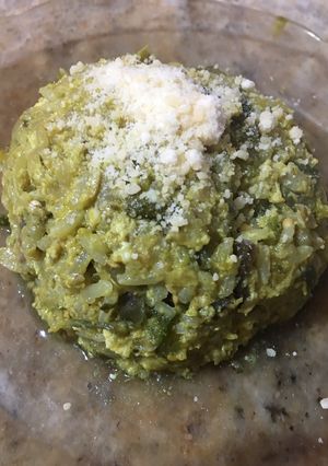 Una foto de Zapallitos revueltos con berenjena y arroz