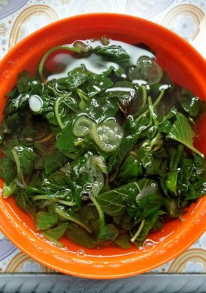 Foto resep Sayur bayam merah + oyong