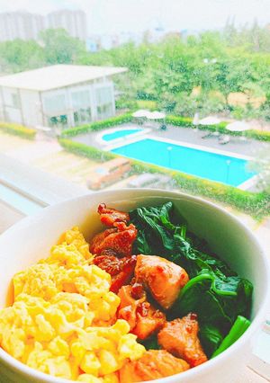 Hình của món Cơm phủ ba màu eatclean.