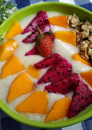 Foto resep Sarapan sehat 12 (Banana Pear smoothies bowl)