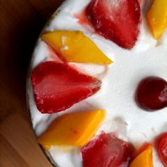 A picture of Tropical mango trifle.