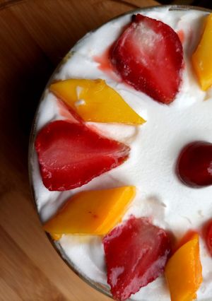 A picture of Tropical mango trifle.
