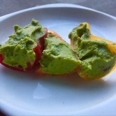 A picture of Hummus with Avocado.