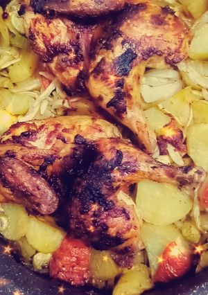صورة لوصفة دجاج مشوي مع الخضار