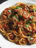 Spaghetti Puttanesca with Canned Kippers