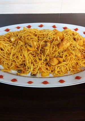 عکسی از دستور ماکارونی با سس مرغ و قارچ 😋