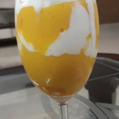 Mango smoothie with cream A picture of Mango smoothie with cream.