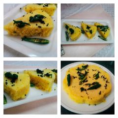 Dhokla (Yellow lentil Savory Cake) A picture of Dhokla (Yellow lentil Savory Cake).