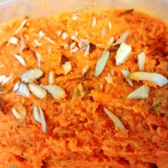 A picture of Carrot (gajar) halwa in microwave.