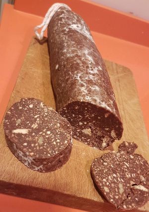 Una foto de Trampantojo salchichón de chocolate en Thermomix