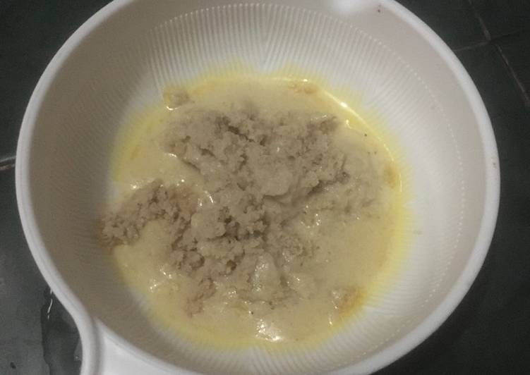 Resep Mpasi 6 Bulan - Cerelac Ricenutri Keju Susu Daging Ayam dan Telur Ceplok, Enak