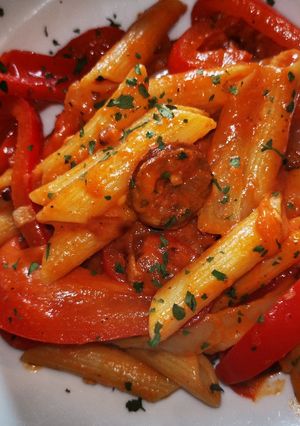 Lecsós penne recept fotója