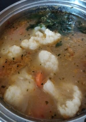 Karfiolleves rizzsel recept fotója