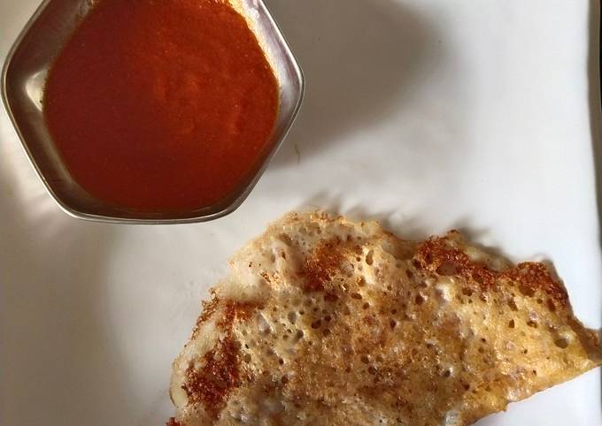 Recipe of Perfect Rice Dosa(left over) with onion red chutney