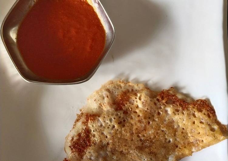 Recipe of Super Quick Homemade Rice Dosa(left over) with onion red chutney