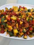 Courgettes aux tomates et chorizo ibérique