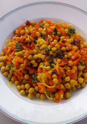 Une photo de Mijoté de pois chiches au chorizo et aux poivrons