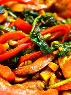 A picture of Prawns, Spinach & Bell Peppers!.