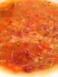 Sopa de verduras, con jamón