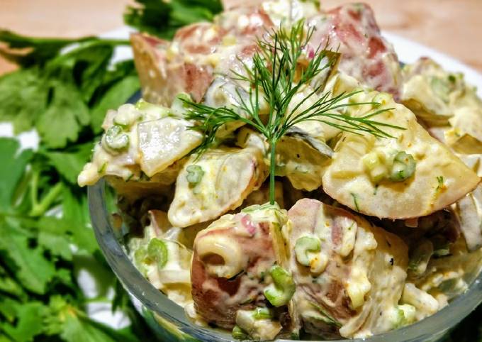 Creamy dill pickle potato salad