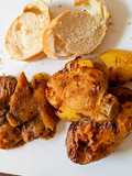 Blanda de cerdo al horno con papas y salsa de mostaza
