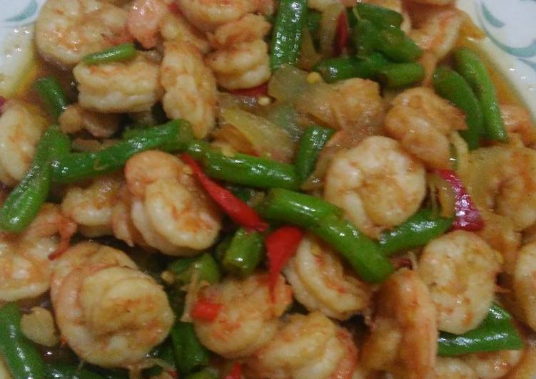 Tumis udang buncis saos tiram