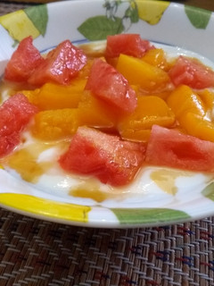 Una foto de Postre de melocotón y sandía