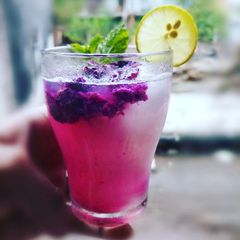 A picture of Lemon slush with Jamun compote.