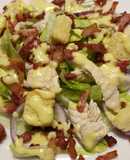 Lemon chicken salad, crispy pancetta & my zingy salad dressing
