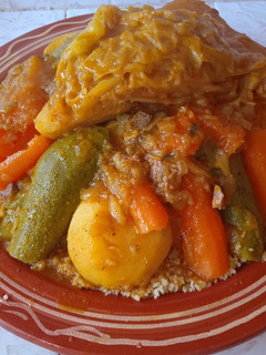 A picture of Moroccan Couscous with Meat.