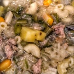 A picture of Chicken and Macaroni Soup.