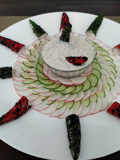 A picture of Smoked jalapenos curd dip salad.
